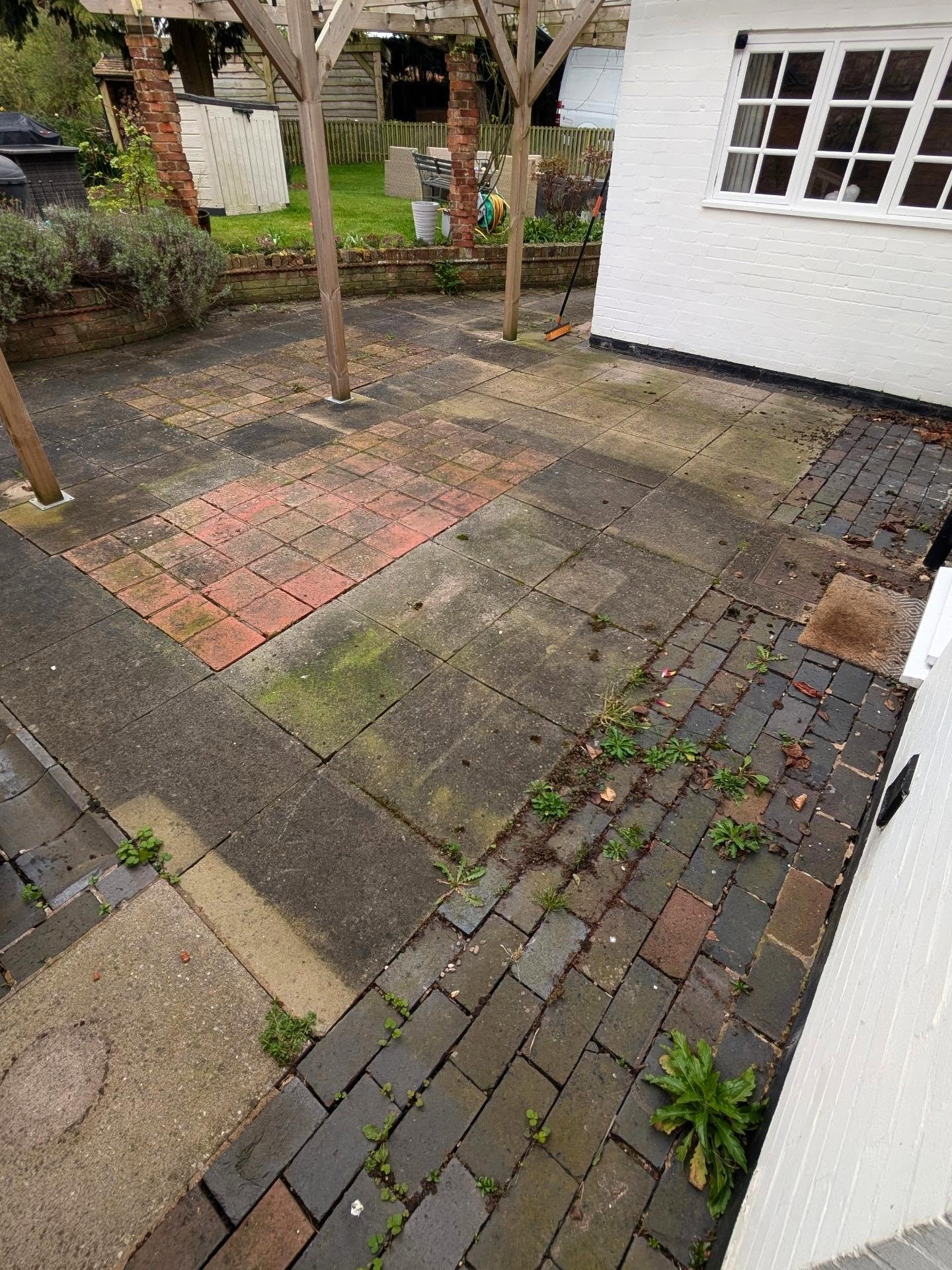 Patio before cleaning