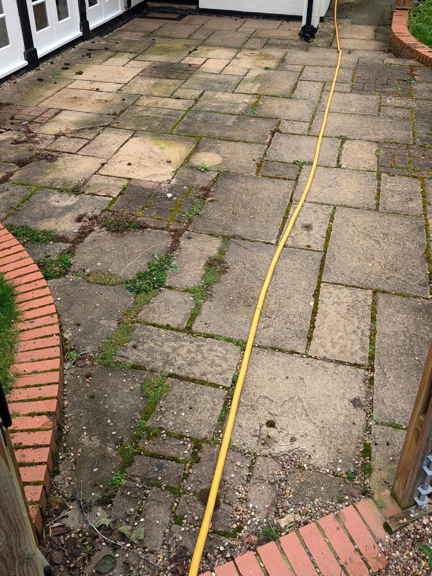 Patio before cleaning